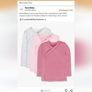 Long Sleeve Side-Snap Kimono Tops - Pink & White Baby Set